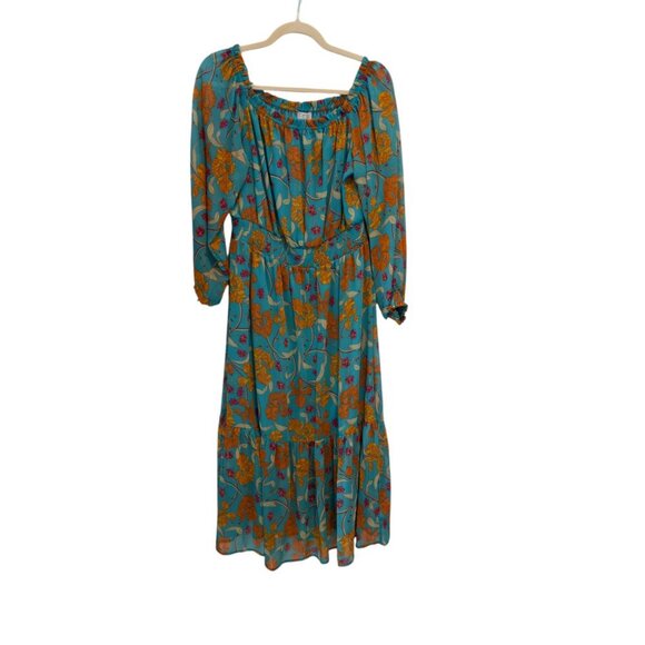 Sofia Vegara Floral Off the Shoulder Dress with Blouson Sleeves Women's Size L - Picture 6 of 9